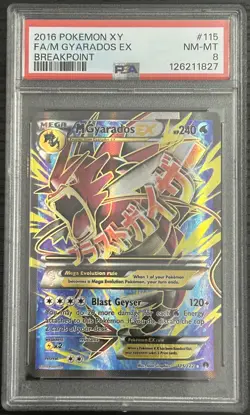 2016 POKEMON XY BREAKPOINT #115 FULL ART/M GYARADOS EX PSA 8 - Image 1
