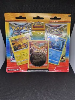 Pokemon TCG: Articuno, Moltres & Zapdos Cards with 2 Booster Packs & Coin - Image 1