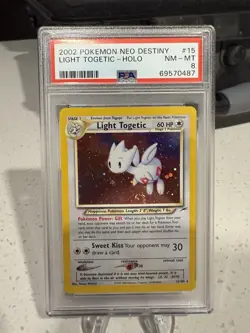 Pokemon 2002 Light Togetic 15/105 Neo Destiny Holo Rare Swirl PSA 8 - Image 1