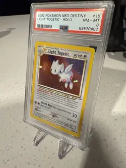 Pokemon 2002 Light Togetic 15/105 Neo Destiny Holo Rare Swirl PSA 8 - Image 2