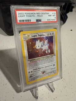 Pokemon 2002 Light Togetic 15/105 Neo Destiny Holo Rare Swirl PSA 8 - Image 3