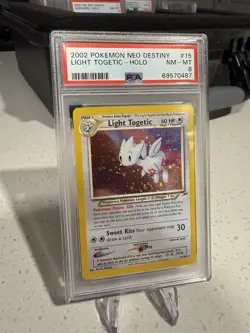 Pokemon 2002 Light Togetic 15/105 Neo Destiny Holo Rare Swirl PSA 8 - Image 4