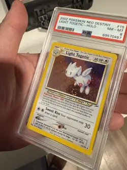 Pokemon 2002 Light Togetic 15/105 Neo Destiny Holo Rare Swirl PSA 8 - Image 5