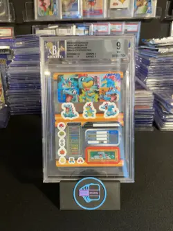 2005 Pokemon Carddass Zukancard & Seal Sp Totodile Evo Beckett Graded 9 - Image 1