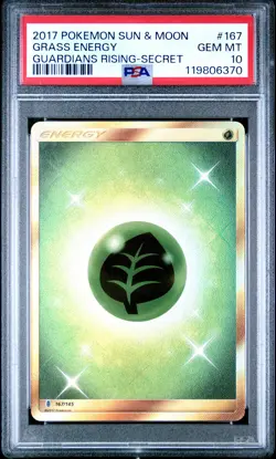 2017 POKEMON SUN & MOON GUARDIANS RISING SECRET #167 GRASS ENERGY PSA 10 - Image 1