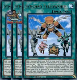 Yugioh! 3x Synchro Fellowship L5DD-ENY05 Ultra Rare 1st Ed NM - Image 1