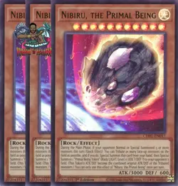 Yugioh! 3x Nibiru, the Primal Being CH01-EN017 Ultra Rare 1st Ed NM - Image 1