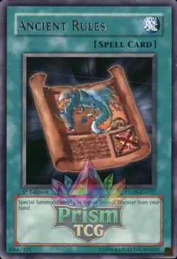1st ed Ancient Rules rare STON-EN037 Yugioh - Image 1