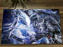 YGO Blue Eyes VS Dark Magician CCG TCG Mat Trading Card Game Mat With Zones - Image 1