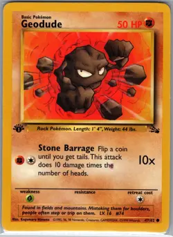 Geodude 1st Edition 47/62 Fossil - Pokemon Card - LP - Image 1