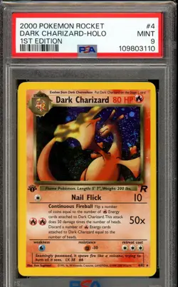 Pokemon Charizard #4 1st Edition Team Rocket Holo PSA 9 with Swirl - Image 1