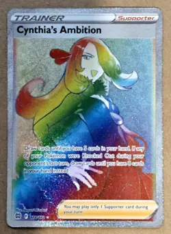 Pokemon TCG Cynthia's Ambition Rainbow Secret Rare Holo Brilliant Stars 178/172 - Image 1