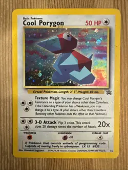 Cool Porygon 15 Black Star Rare Promo WOTC Pokemon Card DMG - Image 1