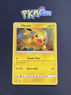 Pokemon TCG Pikachu SM76 Black Star Promo Cosmos Holo LP. - Image 1