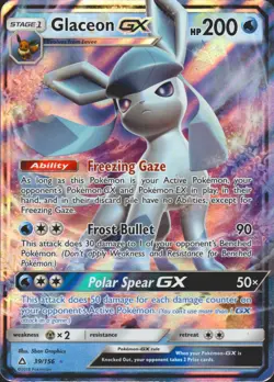 Glaceon GX 39/156 Holo Ultra Rare SM - Ultra Prism Pokemon Card NM/LP - Image 1