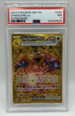 Charizard Ex 228/197 - Hyper Rare Gold Obsidian Flames Pokemon Card PSA 7 - Image 2
