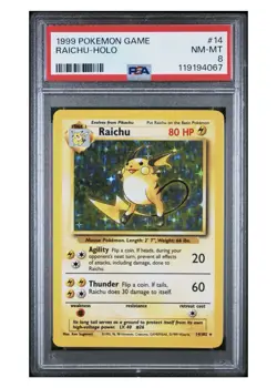 1999 Pokemon Game - Raichu-Holo - Holo - #14/102 - PSA 8 - FREE Shipping - Image 1