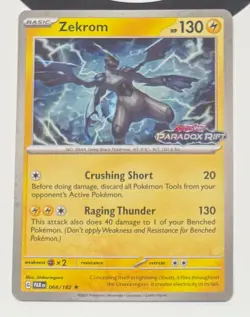 POKEMON TCG ZEKROM 066/182 PARADOX RIFT STAMPED PROMO HOLO MINT PACK TO SLEEVE ! - Image 1
