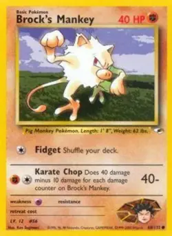 Lightly Played, English Pokemon Regular Brock's Mankey - 68/132 - Common - Unlim - Image 1