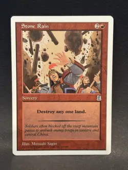 Vintage 1999 MTG Magic Portal Three Kingdoms English NM Card STONE RAIN - Image 1