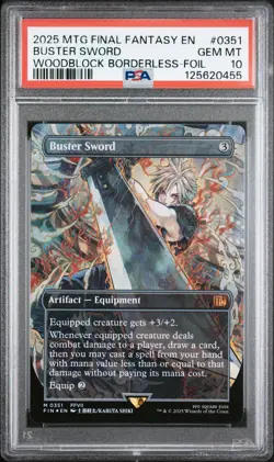 MTG Final Fantasy Buster Sword Borderless 0351 Foil PSA 10 GEM MT - Image 1
