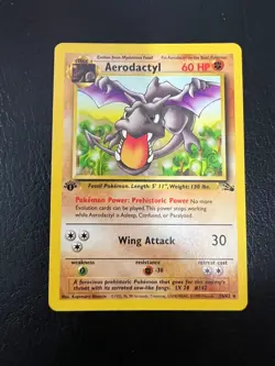Pokemon WOTC 1999 Fossil set 1st Edition Aerodactyl Rare Vintage Pokemon Card NM - Image 1