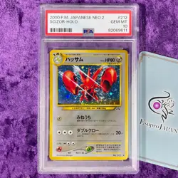 PSA 10 2000 Scizor Holo Pokemon Card Japanese NEO 2 Discovery #212 Graded GEM - Image 1