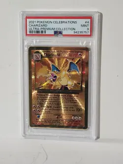Pokemon 2021 Celebrations Ultra Premium Collection Gold Metal Charizard #4 PSA 9 - Image 1