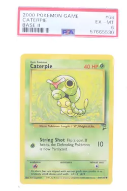 PSA 6 EXCELLENT-MINT 2000 Pokemon Game Base II #68 Caterpie !!! - Image 1