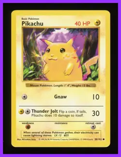 Pikachu - 58/102 - Base Set - Shadowless Common Card - Pokemon Card - Image 1