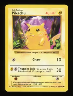 Pikachu - 58/102 - Base Set - Shadowless Common Card - Pokemon Card - Image 4