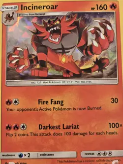 Pokemon Incineroar 26/149 Sun Moon Base Set Cracked Ice Deck Exclusive Card - Image 2