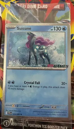 Pokemon TCG Phantasmal Flames Holo Promo Card EB Games Stamp Suicune SEALED - Image 1