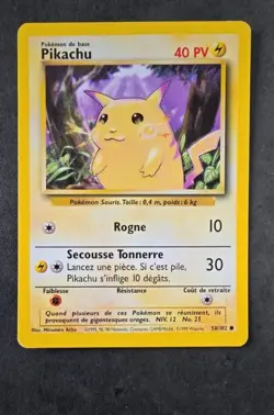 1999 Pokemon FRENCH Base Set Pikachu 58/102 Carte Wotc Vintage Wizard - Image 1