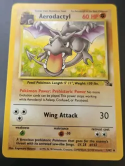 Aerodactyl Holo Rare Pokemon TCG Card Vintage 1/62 Fossil - LP-NM - Image 1