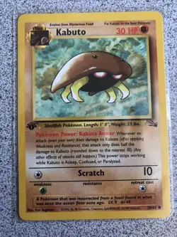 Pokemon TCG Kabuto Fossil 50 Regular 1st Edition Common - Image 1
