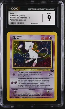 2000 Pokemon League Mew Black Star Promo BSP Holo #8 CGC 9 - Image 1