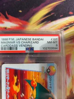 Pokemon Card #107 Magmar Vs Charizard Carddass Vending Anime Japanese PSA 8 - Image 4