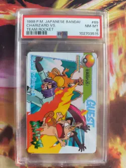 Pokemon Card #89 Carddass Vending Charizard Vs Team Rocket Anime Japanese PSA 8 - Image 2