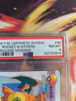 Pokemon Card #88 Team Rocket Charizard Pikachu Carddass Vending Japanese PSA 8 - Image 4