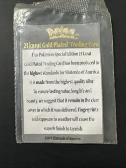 Pokemon 23K Gold Plated TOGEPI 1999 Burger King With Cert Of Authenticity Card - Image 4
