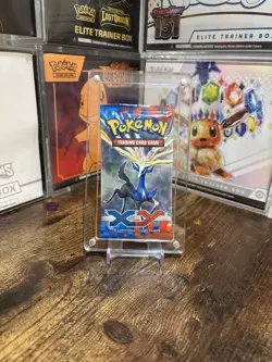 Pokemon Sealed 2014 XY Base Set Booster Pack, Xerneas Artwork in Acrylic Case - Image 1