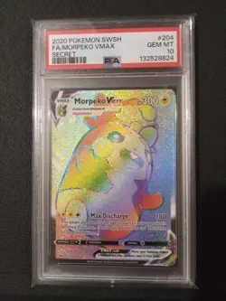 Pokemon TCG Sword & Shield Morpeko VMax Full Art Rainbow Rare (#204/202) PSA -10 - Image 1