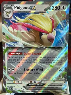 POKEMON PIDGEOT EX 164/197 DOUBLE RARE HOLOFOIL OBSIDIAN FLAMES NM CARD - Image 1