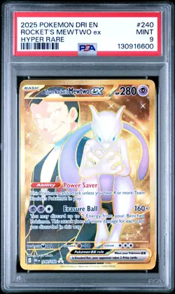 Team Rocket's Mewtwo ex #240/182 Pokemon Card - PSA 9 MINT - Destined Rivals - Image 1