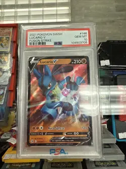 2021 Pokemon Lucario V 146/264 Fusion Strike Sword & Shield PSA 10 GEM MINT - Image 1