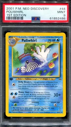 PSA 9 Pokemon 2001 1st Edition Neo Discovery Poliwhirl Uncommon #44 - Image 1