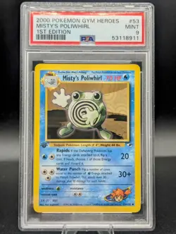 1st Edition Misty's Poliwhirl 53/132 Pokemon Gym Heroes 2000 PSA 9 Mint 💧💧💧 - Image 1