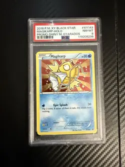 2016 POKEMON XY BLACK STAR PROMO SHINY MEGA GYARADOS #XY143 MAGIKARP-HOLO PSA 8 - Image 1