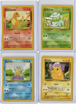 Vintage Pokemon TCG Base Set Lot Bulbasaur 44 Charmander 46 Squirtle 63 Pika 58 - Image 1